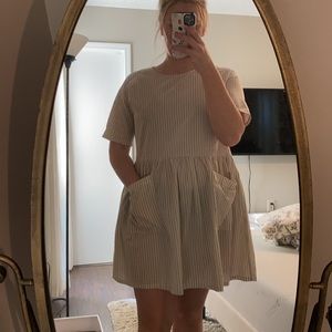 Stripped Babydoll Mini Dress